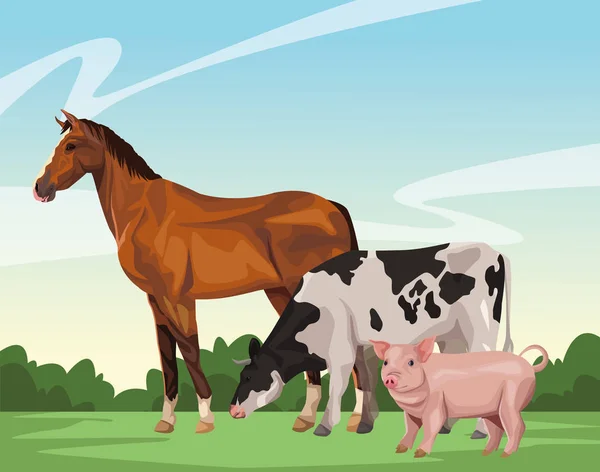 Vaca de caballo y cerdo — Archivo Imágenes Vectoriales