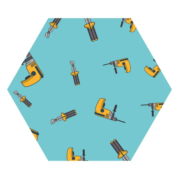 Borr och skruvmejsel Hexagon ram — Stock vektor