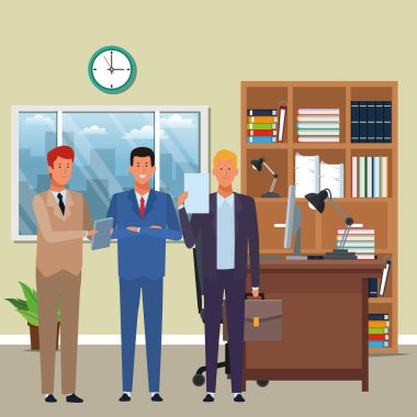 ofiste işadamları avatar çizgi film karakteri