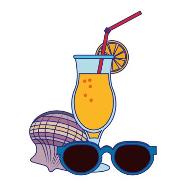 Yaz ve plaj seyahat mavi çizgiler