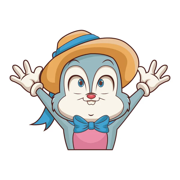 Şapka ve fiyonk karikatür ile Tavşan