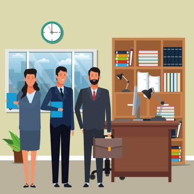 ofiste iş adamları avatar çizgi film karakterleri