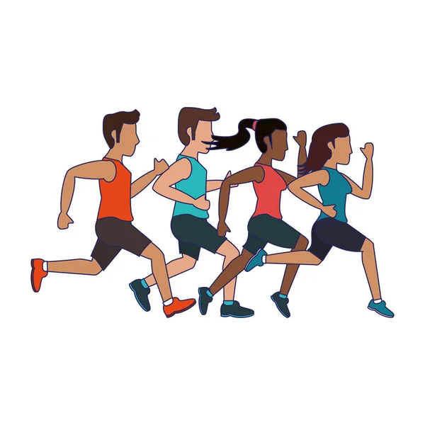 Fitness persone che corrono linee blu — Vettoriale Stock