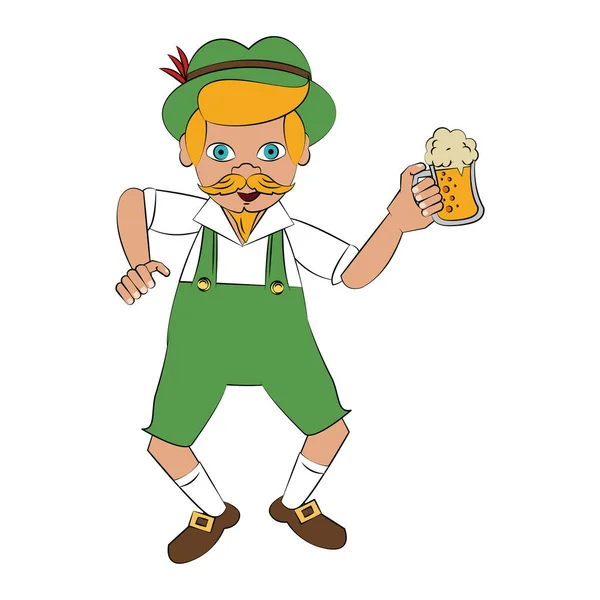 Bavarian drinking beer — Stock Vector