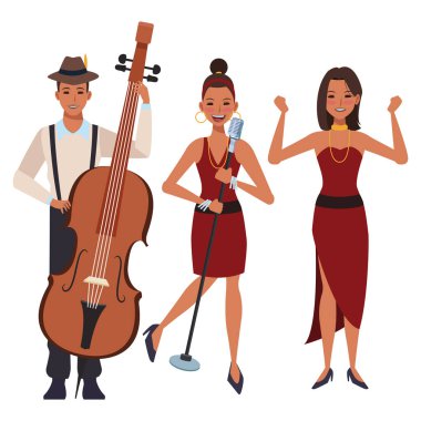 bas çalan müzisyen şarkı ve dans