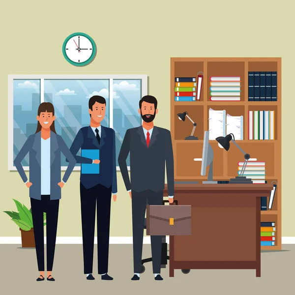 Geschäftsleute Avatar Cartoon-Figuren im Büro — Stockvektor