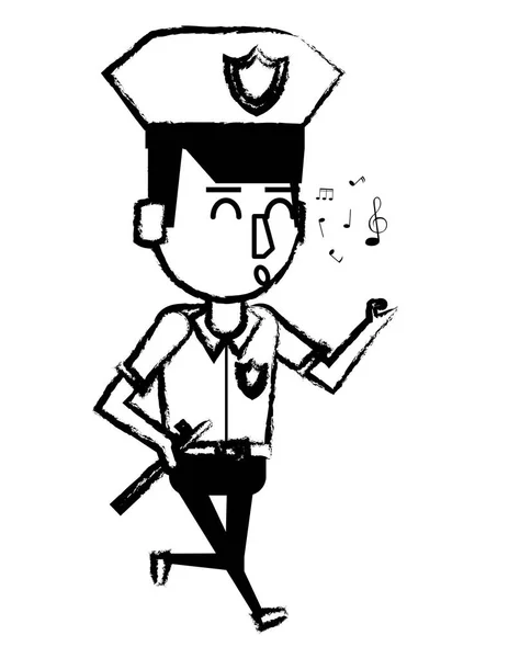 Police officer cartoon sketch — Stock Vector