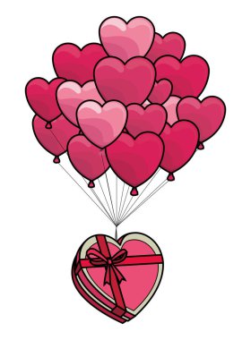 Kalp balonları renkli romantik giftbox