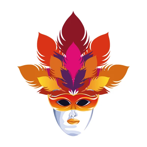 Masque avec plumes — Image vectorielle