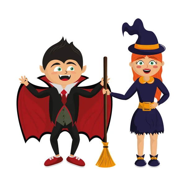 Bambini e cartoni animati di Halloween — Vettoriale Stock