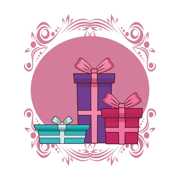 Cajas de regalo de cumpleaños — Vector de stock