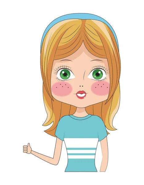 Beautiful girl face cartoon — Stock Vector