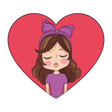 Kalp çerçevesi içinde Moda kız