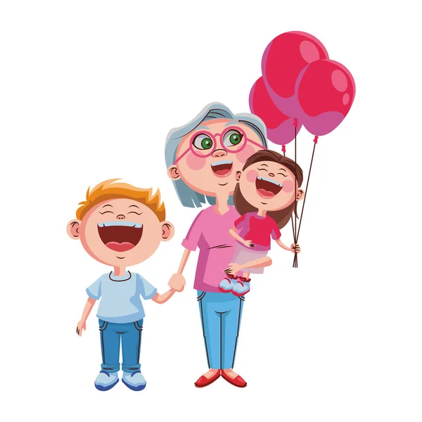 Abuelos y nietos — Vector de stock