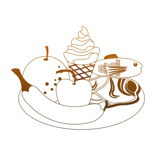 おいしい食べ物漫画オレンジライン — ストックベクタ