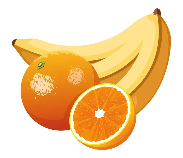 Banana e laranja — Vetor de Stock