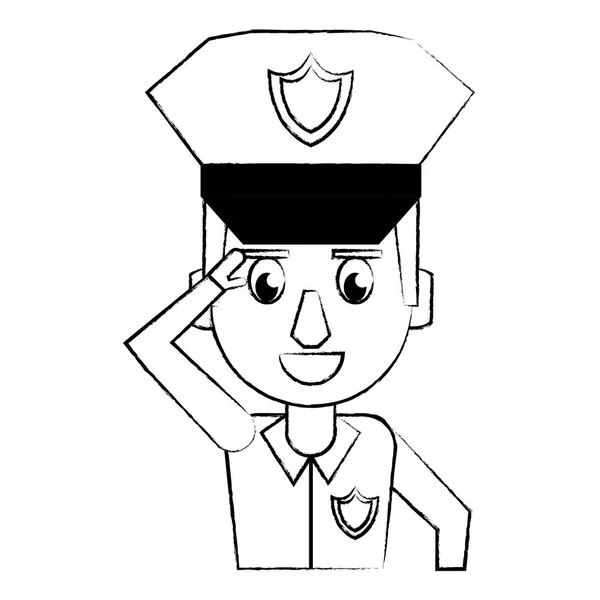 Polisens profil tecknad skiss — Stock vektor