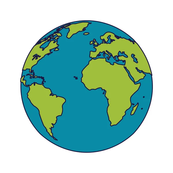 Mondo terra pianeta cartone animato isolato — Vettoriale Stock