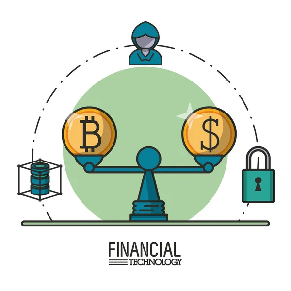 Dinero y tecnología financiera — Archivo Imágenes Vectoriales