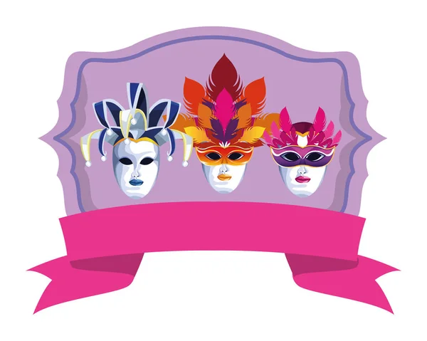 Ensemble de masques à plumes — Image vectorielle