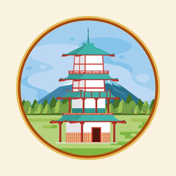 自然の中の日本建築 — ストックベクタ