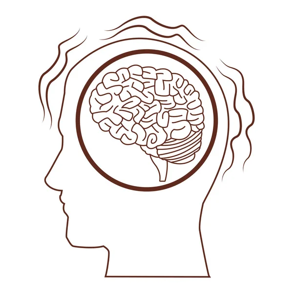 Alzheimer brain inside head silhouette — Stock Vector