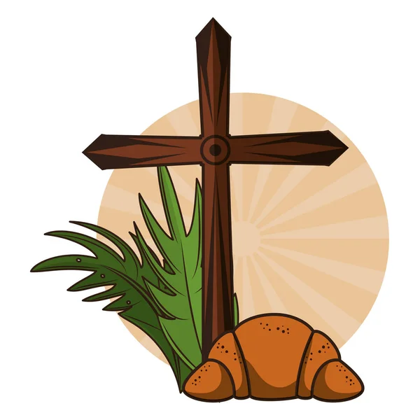 Christelijk houten kruis symbool — Stockvector