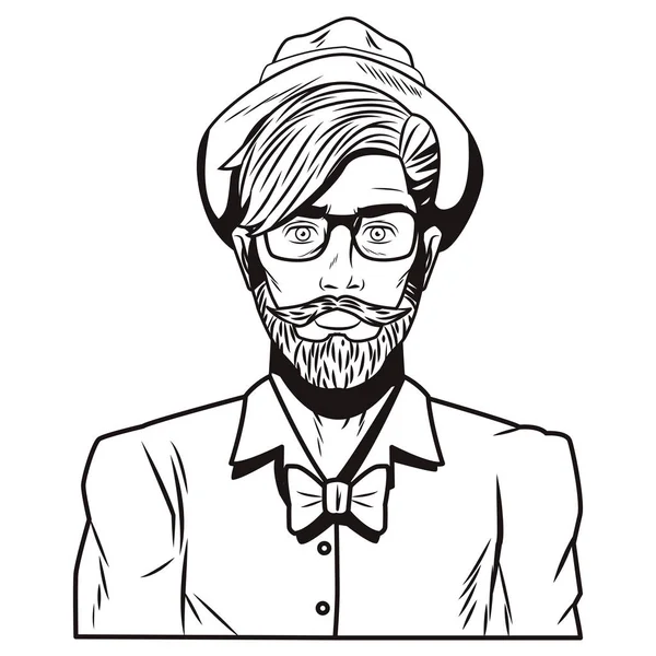 Hipster Mann Pop Art Karikatur — Stockvektor