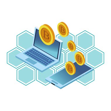 kripto para birimi ile dizüstü bilgisayar ve cep telefonu