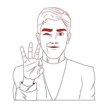 İşadamı pop art karikatür kırmızı çizgiler