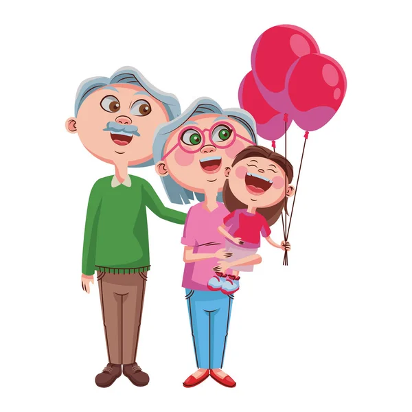 Abuelos y nietos — Vector de stock