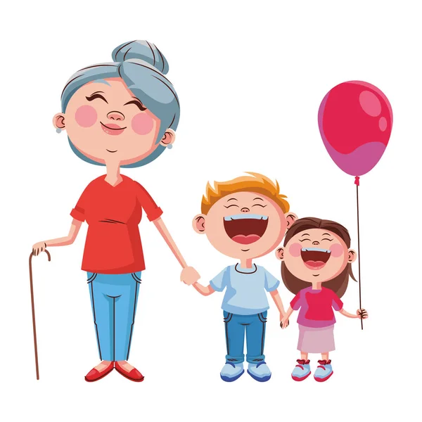 Grands-parents et petits-enfants — Image vectorielle