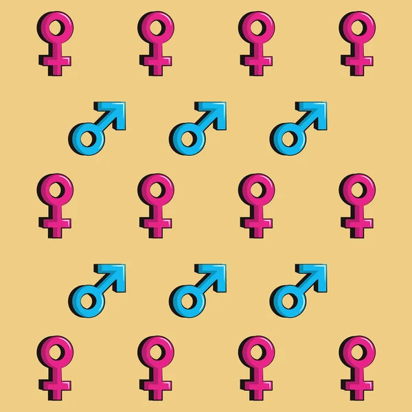 Gender symbolen patroon achtergrond — Stockvector