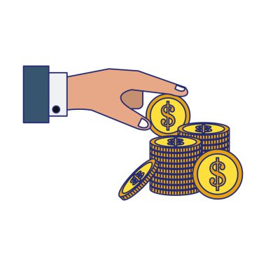 İşadamı el paraları mavi çizgiler kapma