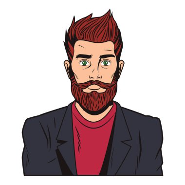Hipster adam pop art karikatür