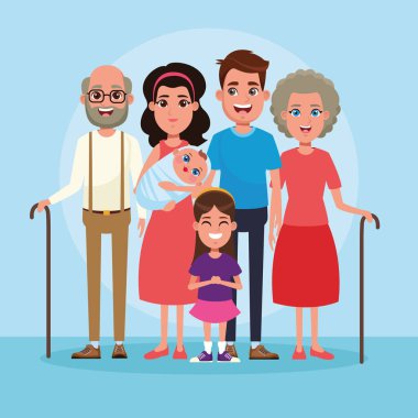 Çocuklu aile karikatür