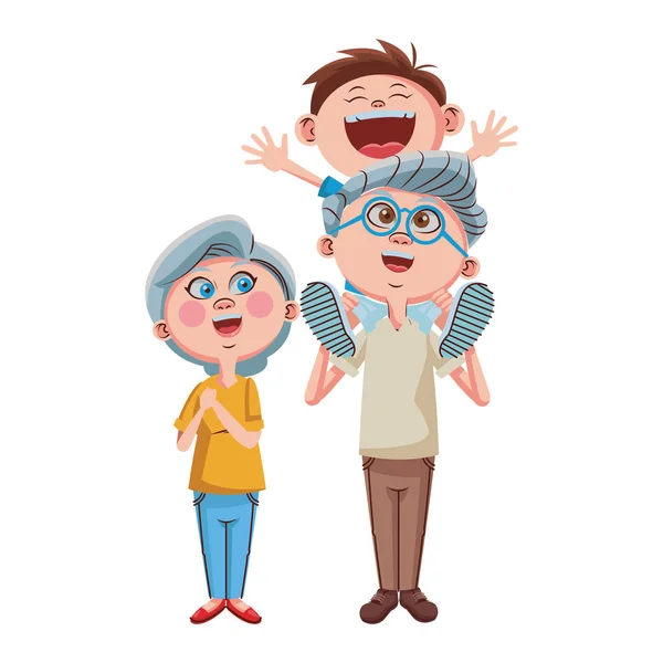 Grands-parents et petits-enfants — Image vectorielle