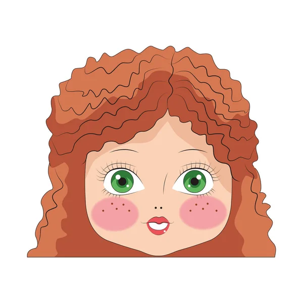 Hermosa chica cara de dibujos animados — Vector de stock