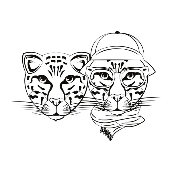 Hipster léopards croquis cool — Image vectorielle