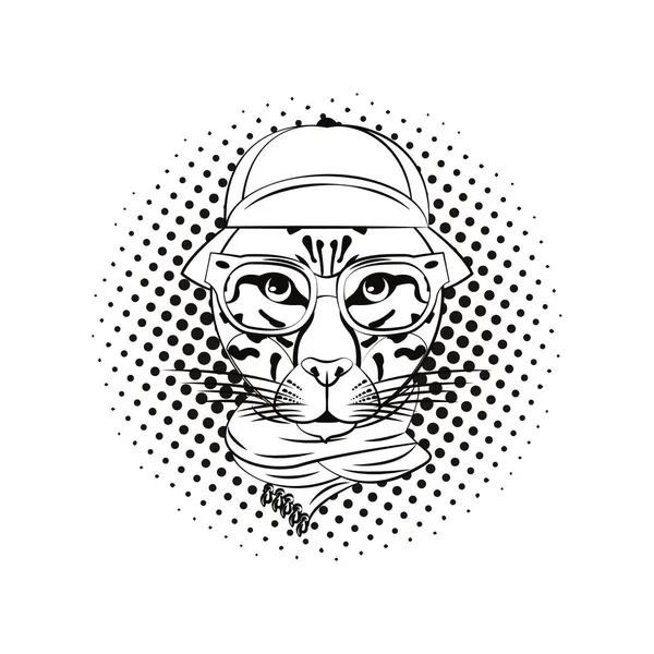 Hipster léopard cool croquis — Image vectorielle