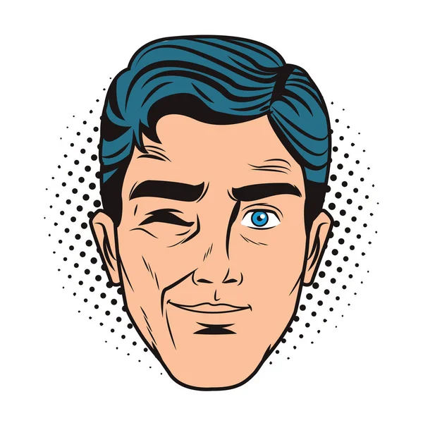 Pop arte hombre cara — Vector de stock