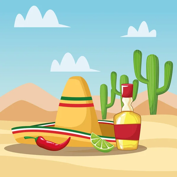Desenhos animados de tequila mexicanos — Vetor de Stock
