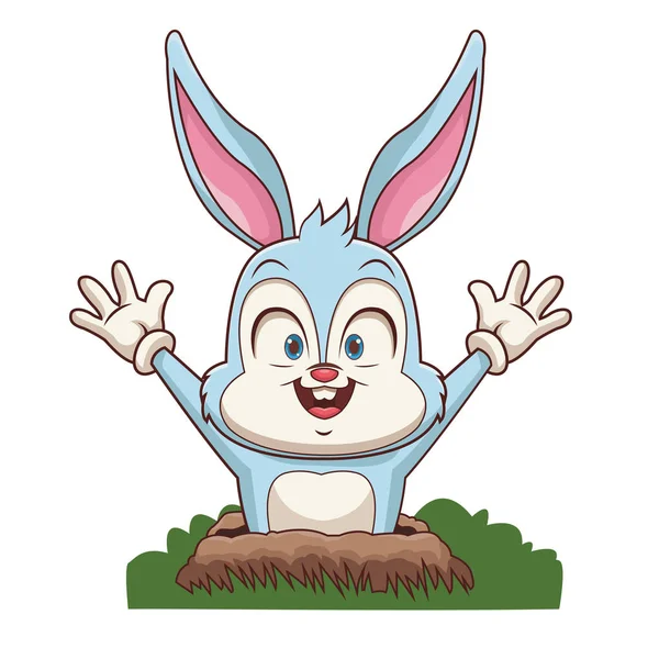 Conejo con guantes de dibujos animados — Vector de stock
