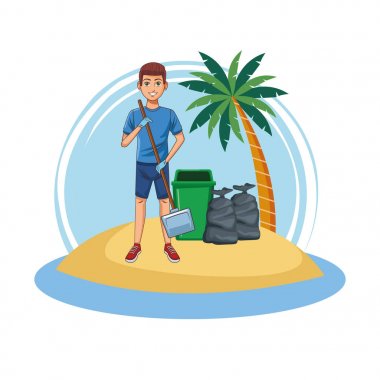 Sahili temizleyen gönüllü adam