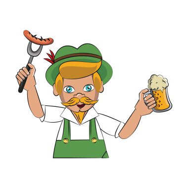 Sosis ve bira ile Bavyera adam