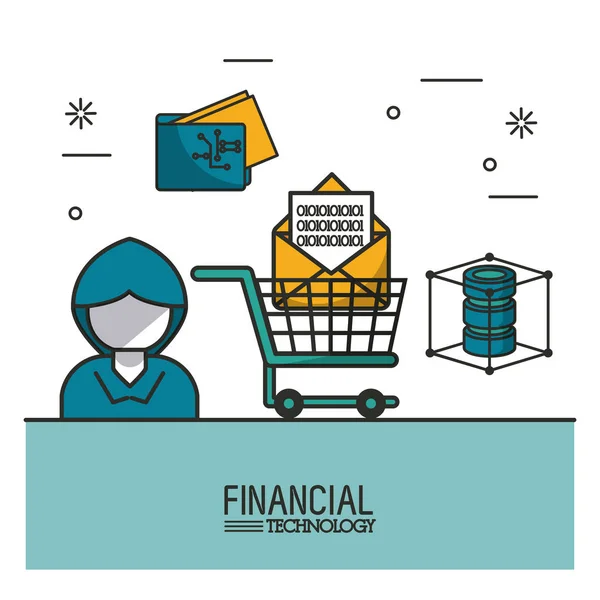 Dinero y tecnología financiera — Vector de stock