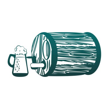 Mavi çizgilerde bira fıçısı ve cam