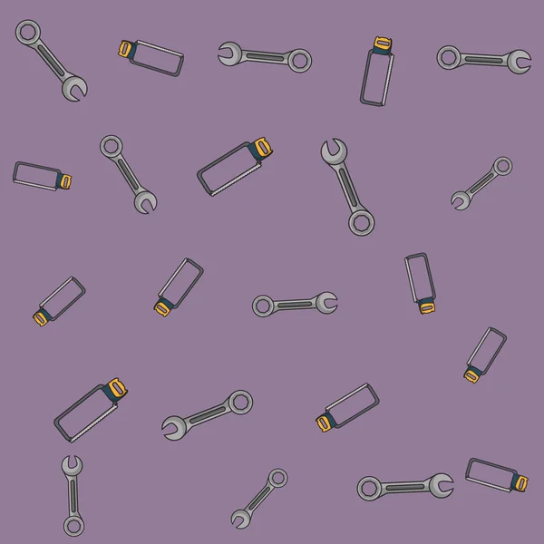 Wrench and hacksaw pattern background — 图库矢量图片