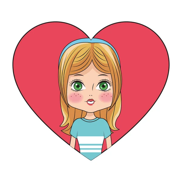 Kalp çerçevesi içinde Moda kız