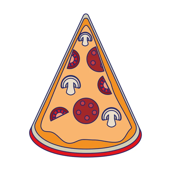 Pizza piece italian food topview blue lines — Stock Vector